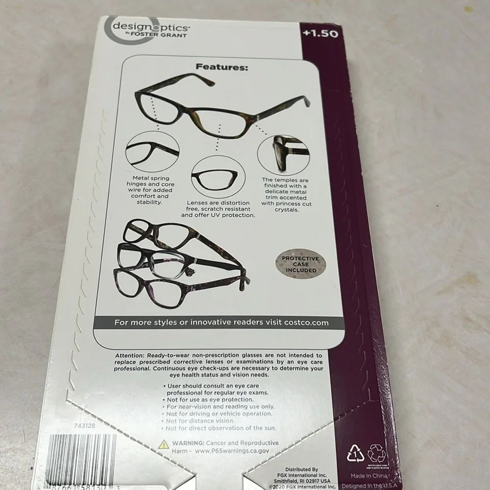 Design Optics by Foster Grant Ladies Frame 3 PK Reading Glasses + 1.50